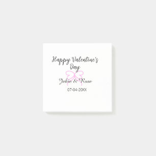 Happy Valentine's day pink heart bow name date sty Post-it Notes