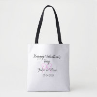 Happy Valentine's day pink heart bow name date sty