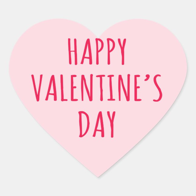 Happy Valentine's day pink heart Heart Sticker (Front)