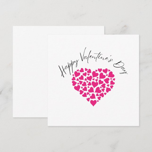 Happy Valentine's Day Pink Hearts Card (Front/Back)