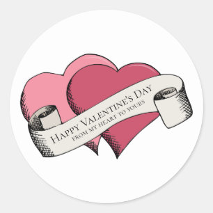 Happy Valentine's Day Pink Hearts Classic Round Sticker