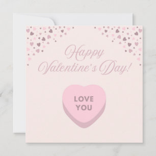Happy Valentine's Day Pink Hearts Flat Card