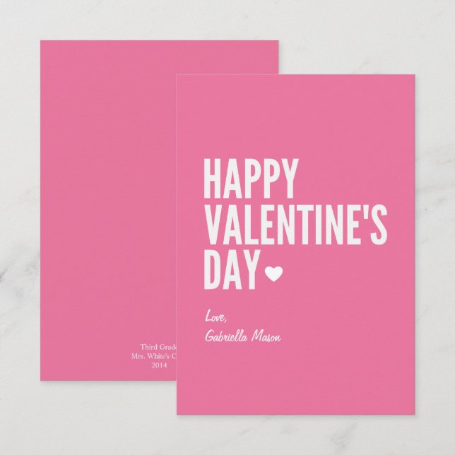 Happy Valentine's Day | Pink Invitation (Front/Back)