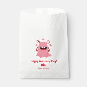 Happy Valentine's Day Pink Monster Hearts Favour Bags