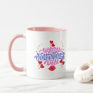 Happy Valentine's Day Pink purple Hearts Mug