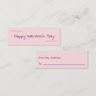 Happy Valentine's Day Pink Purple Red from Teacher Calling Card
