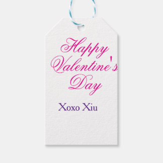 Happy Valentine's day pink purple xoxo love name c Gift Tags