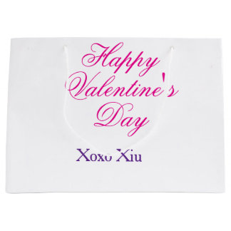 Happy Valentine's day pink purple xoxo love name c Large Gift Bag