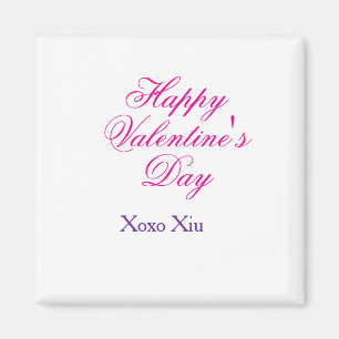 Happy Valentine's day pink purple xoxo love name c Magnet