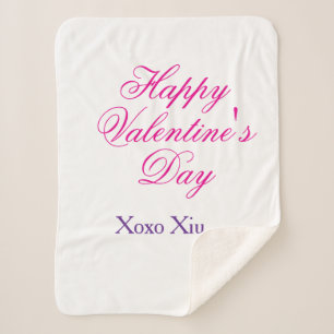 Happy Valentine's day pink purple xoxo love name c Sherpa Blanket