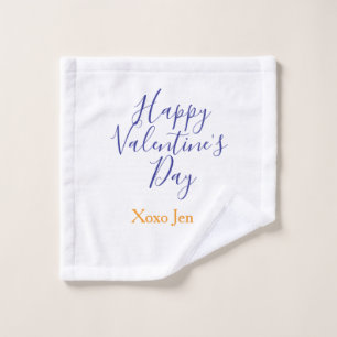 Happy Valentine's day pink purple xoxo love name c Wash Cloth