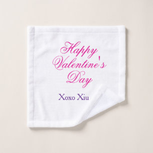 Happy Valentine's day pink purple xoxo love name c Wash Cloth
