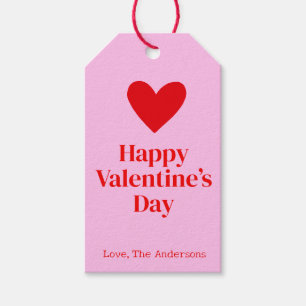 Happy Valentines Day Pink Red Custom  Gift Tags