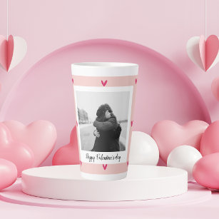 Happy Valentine's Day   Pink & Red Heart   Gift Latte Mug