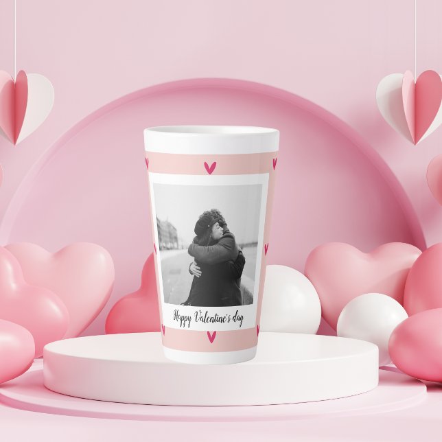 Happy Valentine's Day | Pink & Red Heart | Gift Latte Mug