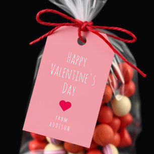 Happy Valentine's Day Pink & Red Heart Pattern Gift Tags