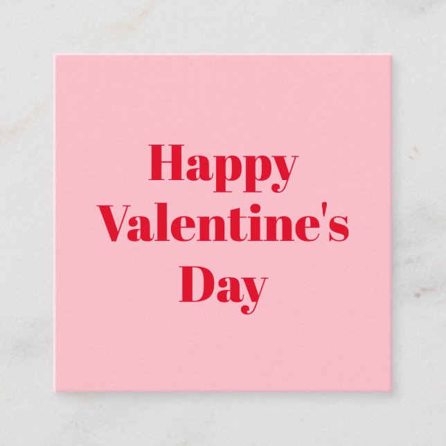 Happy Valentine's Day pink red modern typography Enclosure Card (Front)