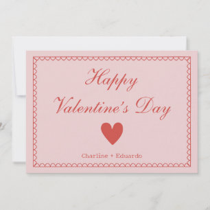 Happy Valentines Day Pink Red  Thank You Card