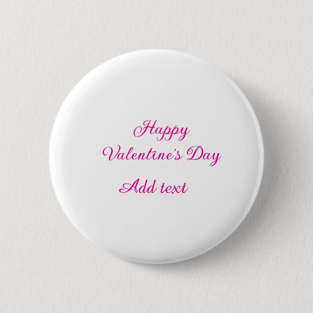 Happy Valentine's day pink text name message 6 Cm Round Badge (Front)