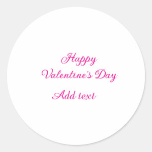 Happy Valentine's day pink text name message Classic Round Sticker