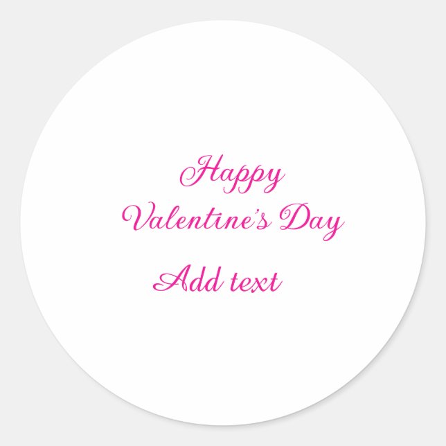Happy Valentine's day pink text name message Classic Round Sticker (Front)