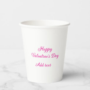 Happy Valentine's day pink text name message Paper Cups