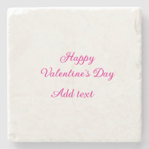 Happy Valentine's day pink text name message Stone Coaster
