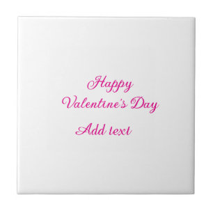 Happy Valentine's day pink text name message Tile