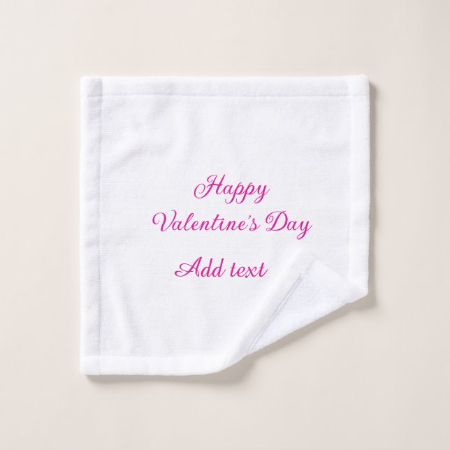 Happy Valentine's day pink text name message Wash Cloth (Wash Cloth)