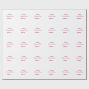 Happy Valentine's day pink text name message Wrapping Paper