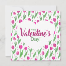 Happy Valentine's Day Pink Tulips