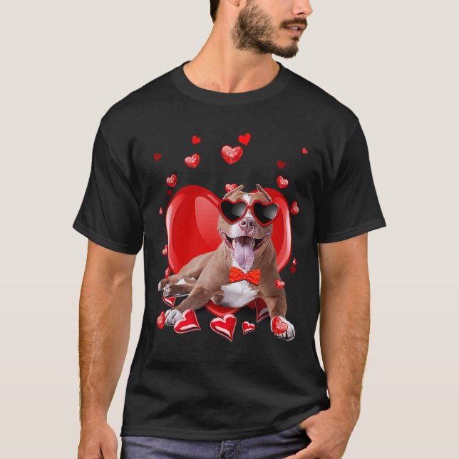 Happy Valentines Day Pit Bull   Dog  V Day T-Shirt (Front)