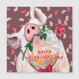 Happy Valentine's Day Playful Card Gentleman Pig