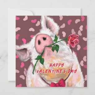Happy Valentine's Day Playful Card Gentleman Pig