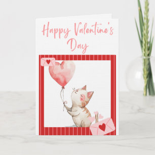 Happy Valentine's Day Polaroid of a Cat Design  Card