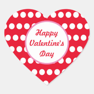 Happy Valentine's Day Polka Dot Heart Stickers