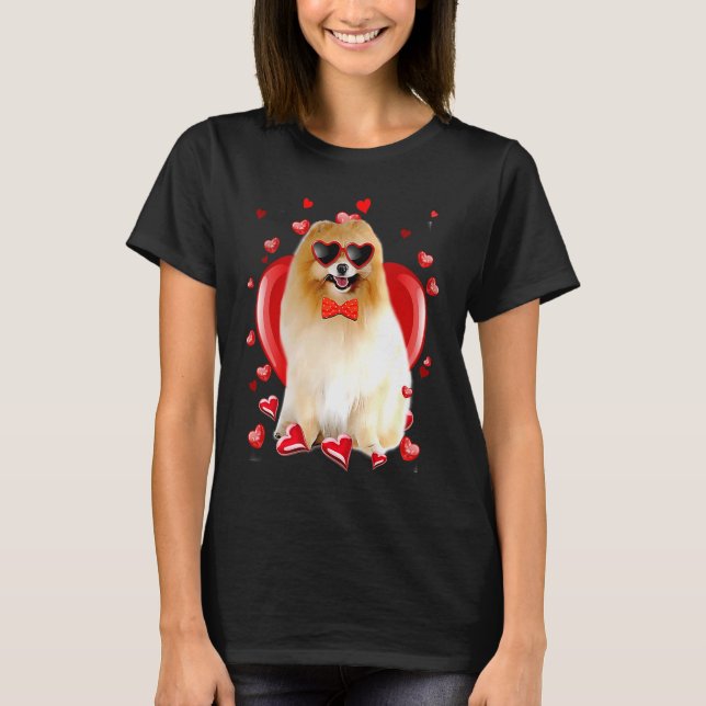 Happy Valentines Day Pomeranian   Dog  V Day T-Shirt (Front)