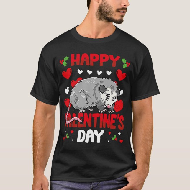 Happy Valentines Day Possum Heart Love Animal T-Shirt (Front)