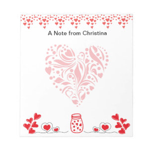 Happy Valentine's Day Pretty Red Hearts Pretty Notepad