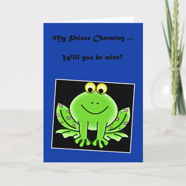 Happy Valentine's Day Prince Charming with frog Holiday Card (Front)