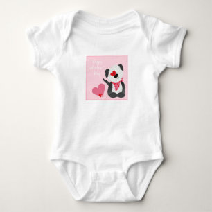 Happy Valentines Day Puppy Hearts Pink Baby Bodysuit