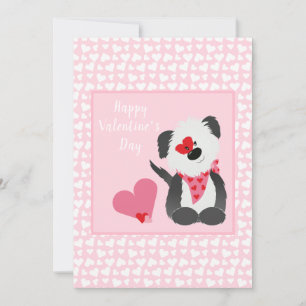 Happy Valentines Day Puppy Hearts Pink Holiday Card