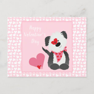 Happy Valentines Day Puppy Hearts Pink Holiday Postcard