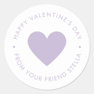 Happy Valentine's Day Purple Heart Classic Round Sticker