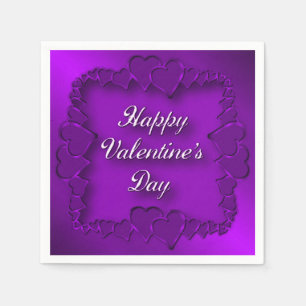Happy Valentine's Day Purple Hearts Napkins