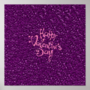 happy Valentines Day, purple Poster