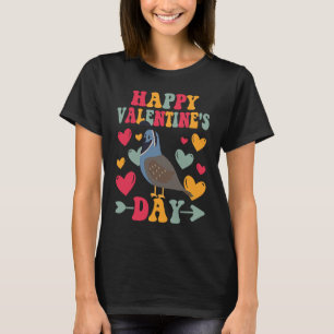 Happy Valentines Day Quail Heart Love Groovy T-Shirt