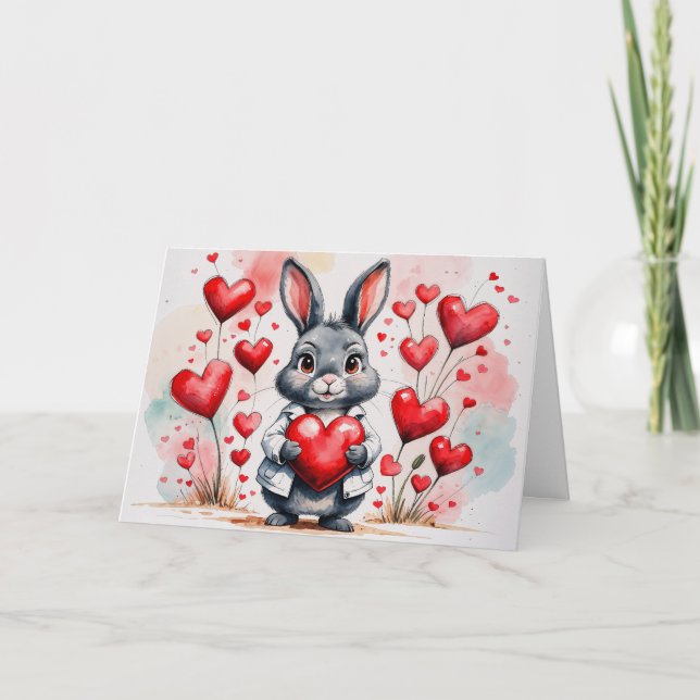 Happy Valentine's Day Rabbit Card (Front)