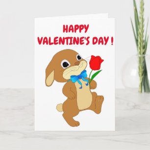 "HAPPY VALENTINE'S DAY" RABBIT IN LOVE HOLIDAY CARD