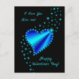 Happy Valentine's Day - Rainbow Heart with Stars Holiday Postcard